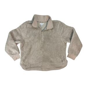 Calvin Klein Sherpa Fleece Quarter Zip Pullover Taupe Beige Women’s XL